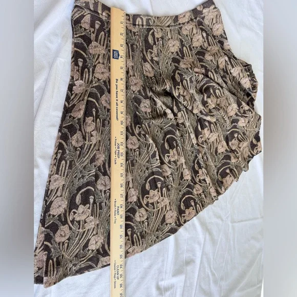Tory Burch Tilly Skirt Womens Large Metallic Brown Tapestry‎ Floral Pleated Rib - Picture 6 of 7
